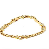 Ausgefallenes Panzerketten-Armband in 18 Karat Gelbgold mit Brillanten