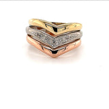 Stilvoller Tricolor-Ring in 14 Karat (585) Gold mit Diamanten