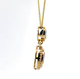 Moderner Rubin & Saphir Anhänger in 18 Karat Gelbgold mit feinen Brillanten & Ankerkette