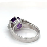 Edler Amethyst Ring in 18 Karat Weißgold mit feinen Trillanten - Handarbeit