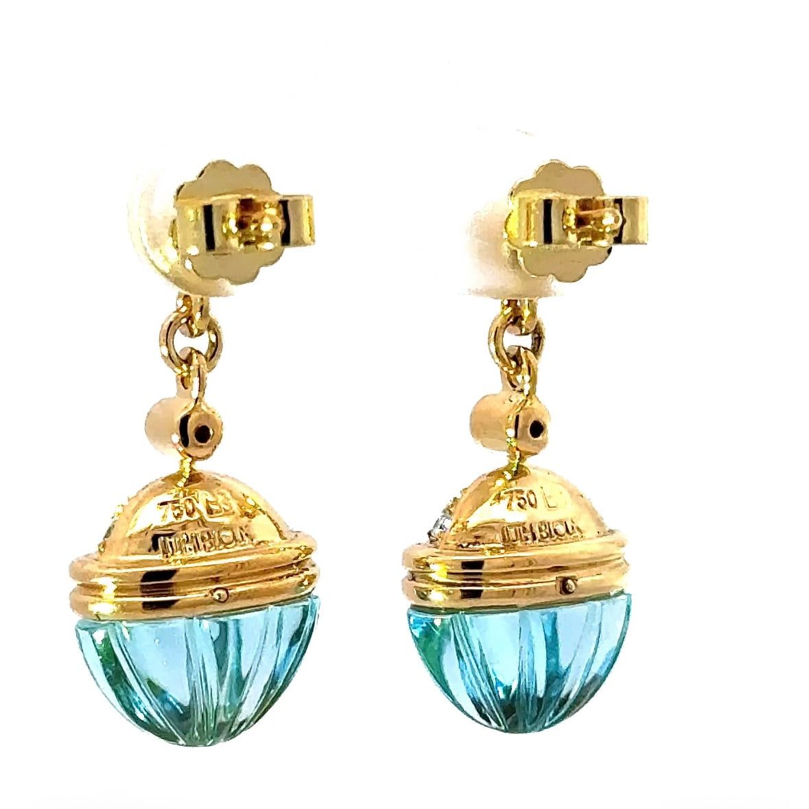 Edle Ohrringe in 18 Karat Gelbgold mit Topas & hochfeinen Brillanten von Lüth Bijoux