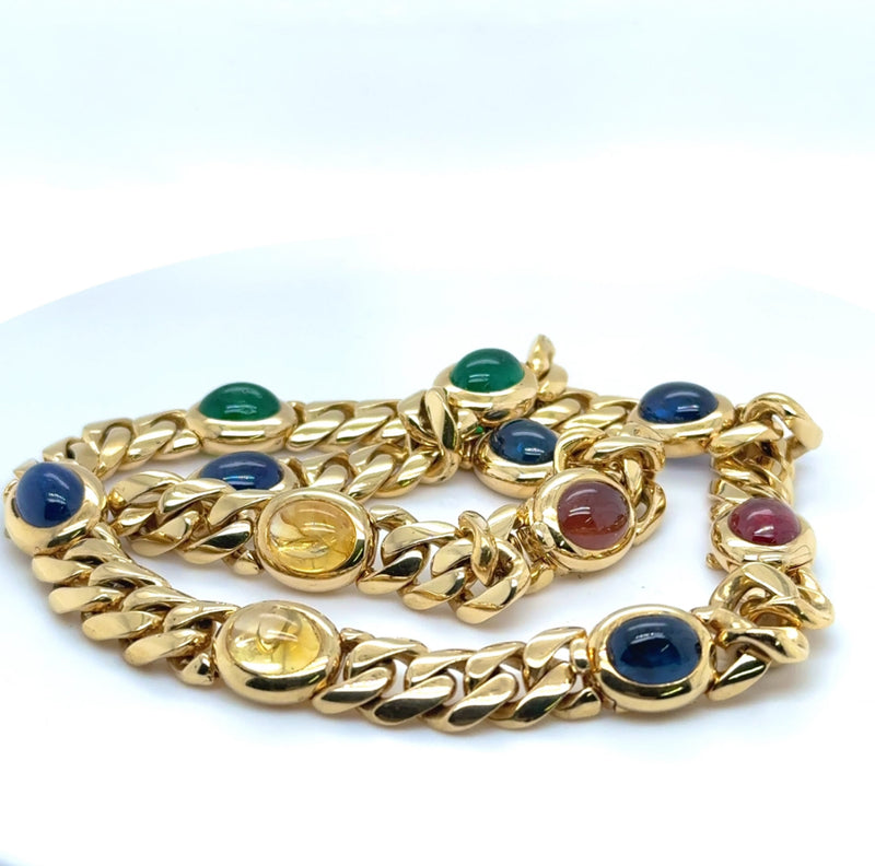 Einmaliges Collier / Armband in 18 Karat Gelbgold mit Saphiren & Smaragden