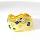 Eleganter Ring in 18 Karat Gelbgold mit Saphiren & Brillanten