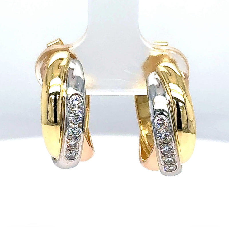 Edle Wempe Ohrringe in 18 Karat Tricolor Gold mit hochfeinen Brillanten
