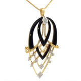 Ausgefallener Anhänger in 18 Karat Gelbgold mit Onyx-Schnitzerei & Brillanten