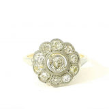 Lebhafter Art-Déco-Ring in 14 Karat Gelb- & Weißgold mit Diamanten