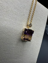 Moderner Ametrin Anhänger in 14 Karat Gelbgold mit Fancy Brillant