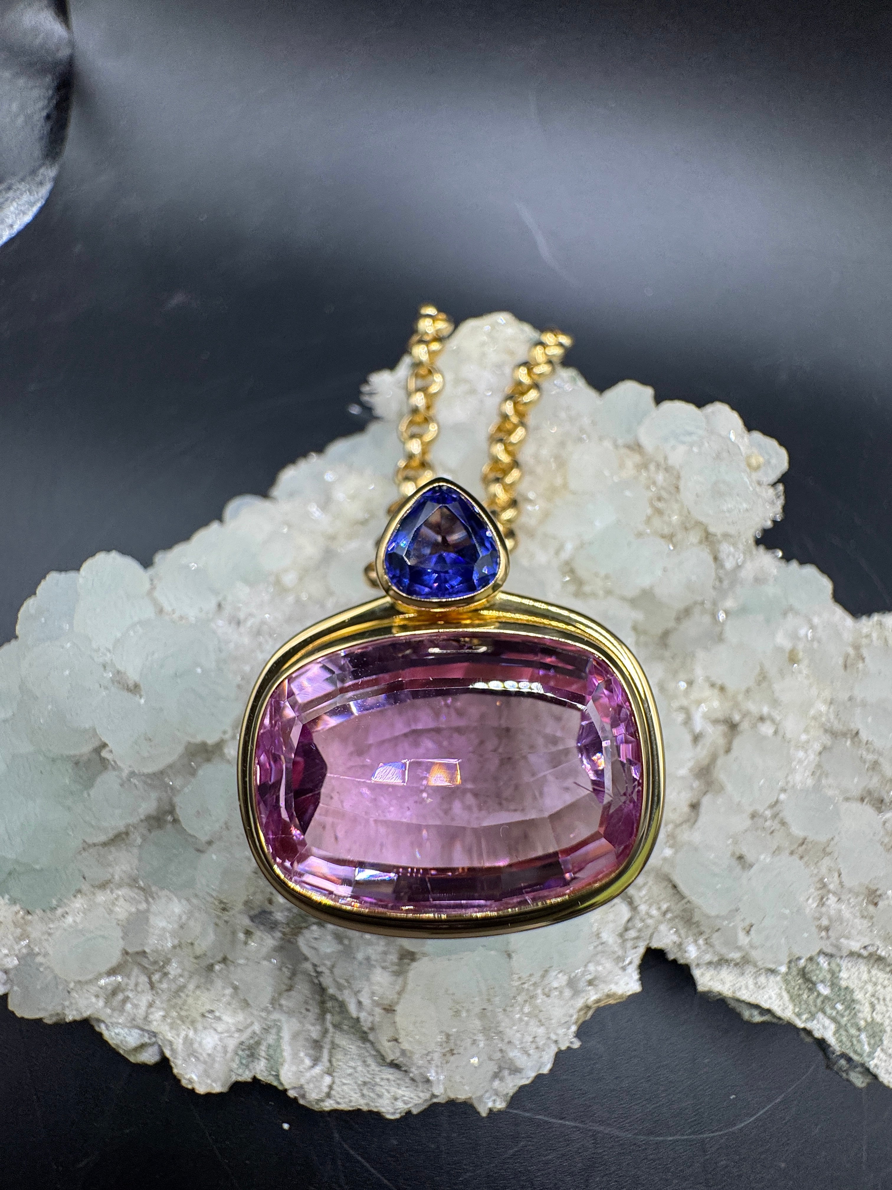 Kunzite tanzanite pendant