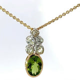 Moderner Peridot Anhänger in 14 Karat Bicolor Gold mit großen Diamanten