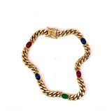 Zeitloses Armband in 14 Karat Gelbgold mit Saphiren, Rubinen und Smaragd