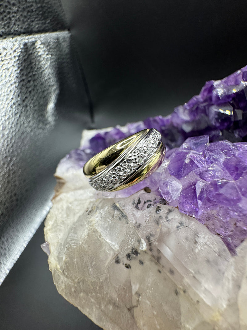 Eleganter Bicolor Ring in 14 Karat (585) Gelb & Weißgold mit Brillanten