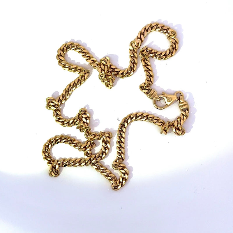 Abgerundete Panzerkette in 14 Karat Gelbgold mit Karabiner