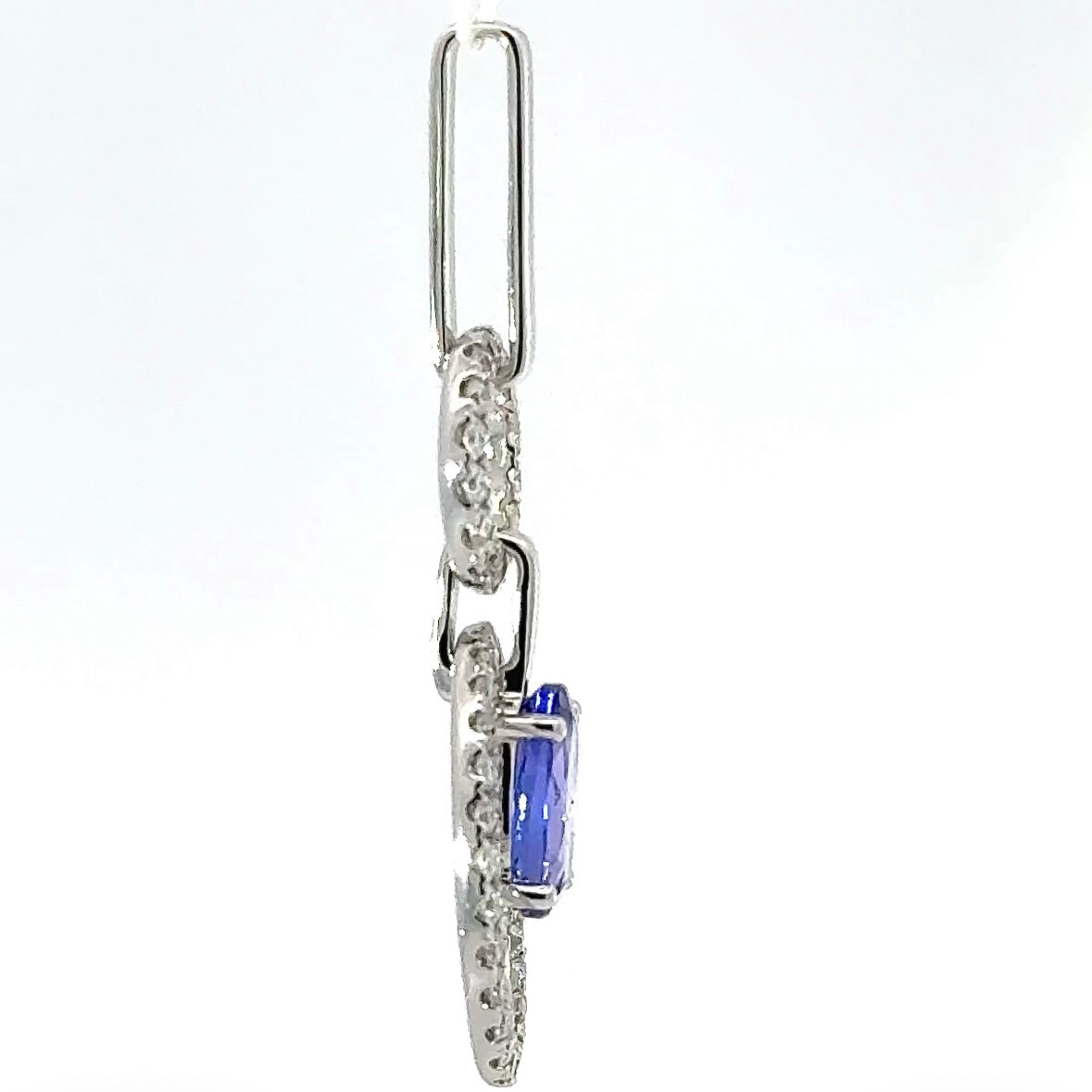 Fancy pendant in 14k white gold with tanzanite & brilliant-cut diamonds
