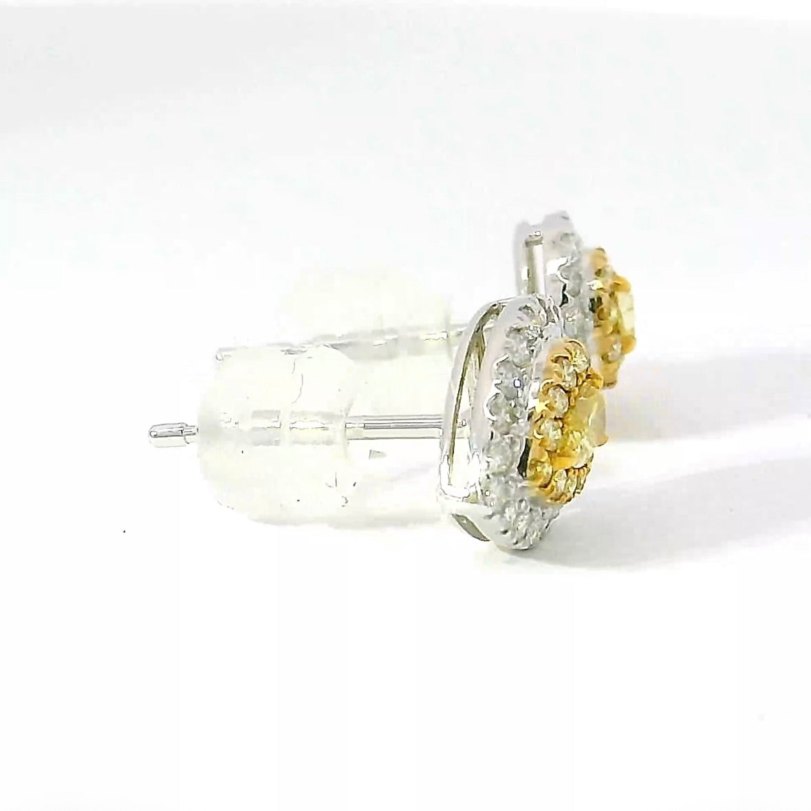 Moderne Brillantstecker in 18 Karat Gelb- und Weißgold mit Fancy Yellow Brillanten