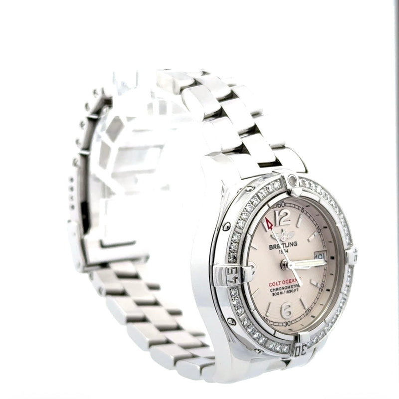 Elegante Breitling Colt Ocean Damenuhr mit Diamantlünette – Full Set, neuwertig