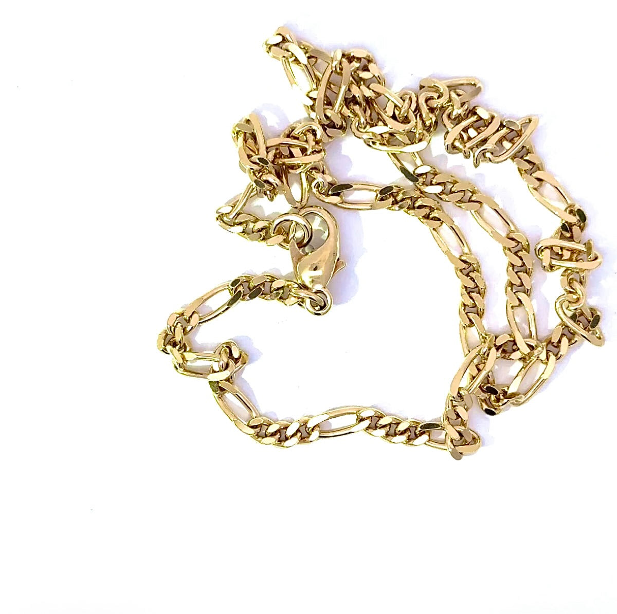 Luminous Figaro Panzer Chain in 18 Carat Yellow Gold with Carabiner Clasp