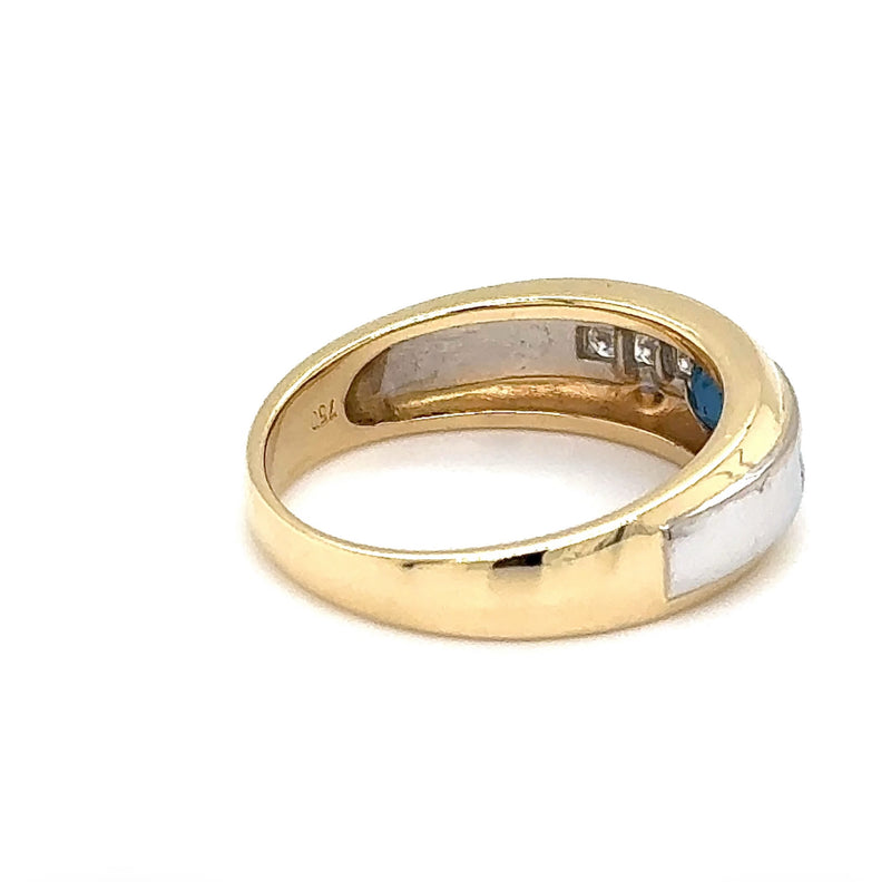 Edler Bicolor Ring in 18 Karat Gold mit feinen Saphir & Brillanten - Handarbeit