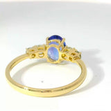 Moderner steinbetonter Ring in 14 Karat Gelbgold mit Tansanit und Brillanten