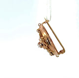 Antike Jugendstil Brosche in 14 Karat Roségold mit Altschliff-Diamanten