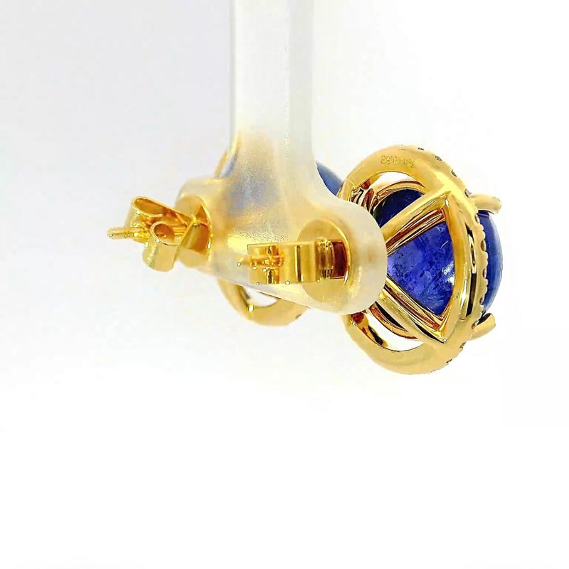 Beeindruckende Ohrringe in 18 Karat Gelbgold mit feinen Tansaniten & Brillanten