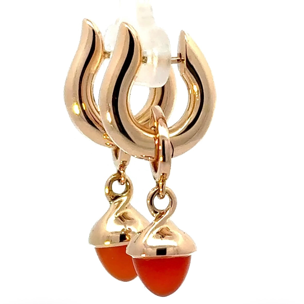 Tamara Comolli Signature Hoop Ohrringe in 18 Karat Roségold mit Karneol-Einhängern