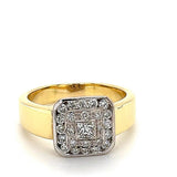 Handgefertigter Bicolor Ring mit feinen Brillanten & Princess Cut