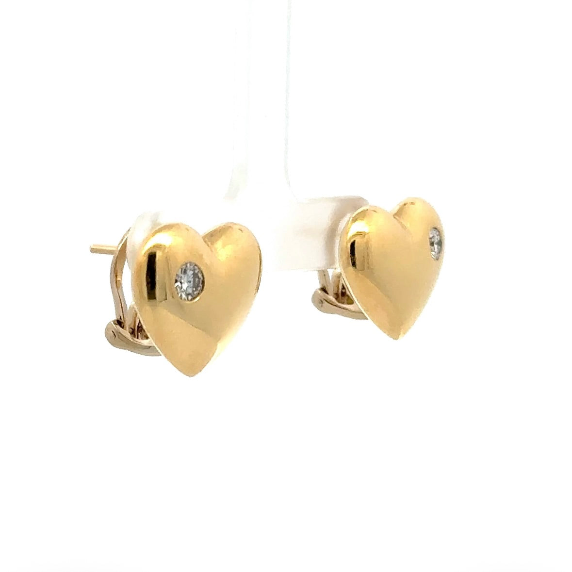 Edle Herz-Ohrringe in 18 Karat Gelbgold mit feinen Brillanten