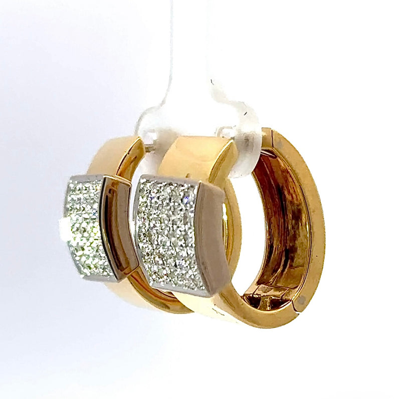 Handgefertigte Kreolen in 18 Karat (750) Gelb- und Weißgold mit hochfeinen Brillanten