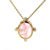 Eleganter Anhänger in 14 Karat Gelbgold mit rosa Morganit & Brillanten
