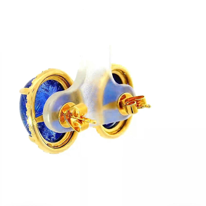 Edle Ohrringe in 18 Karat Gelbgold mit hochfeinen Tansaniten und Brillanten