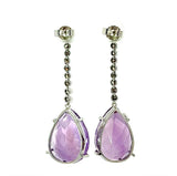 Edle Hängeohrringe in 18 Karat Weißgold mit Altschliff-Diamanten & Amethysten