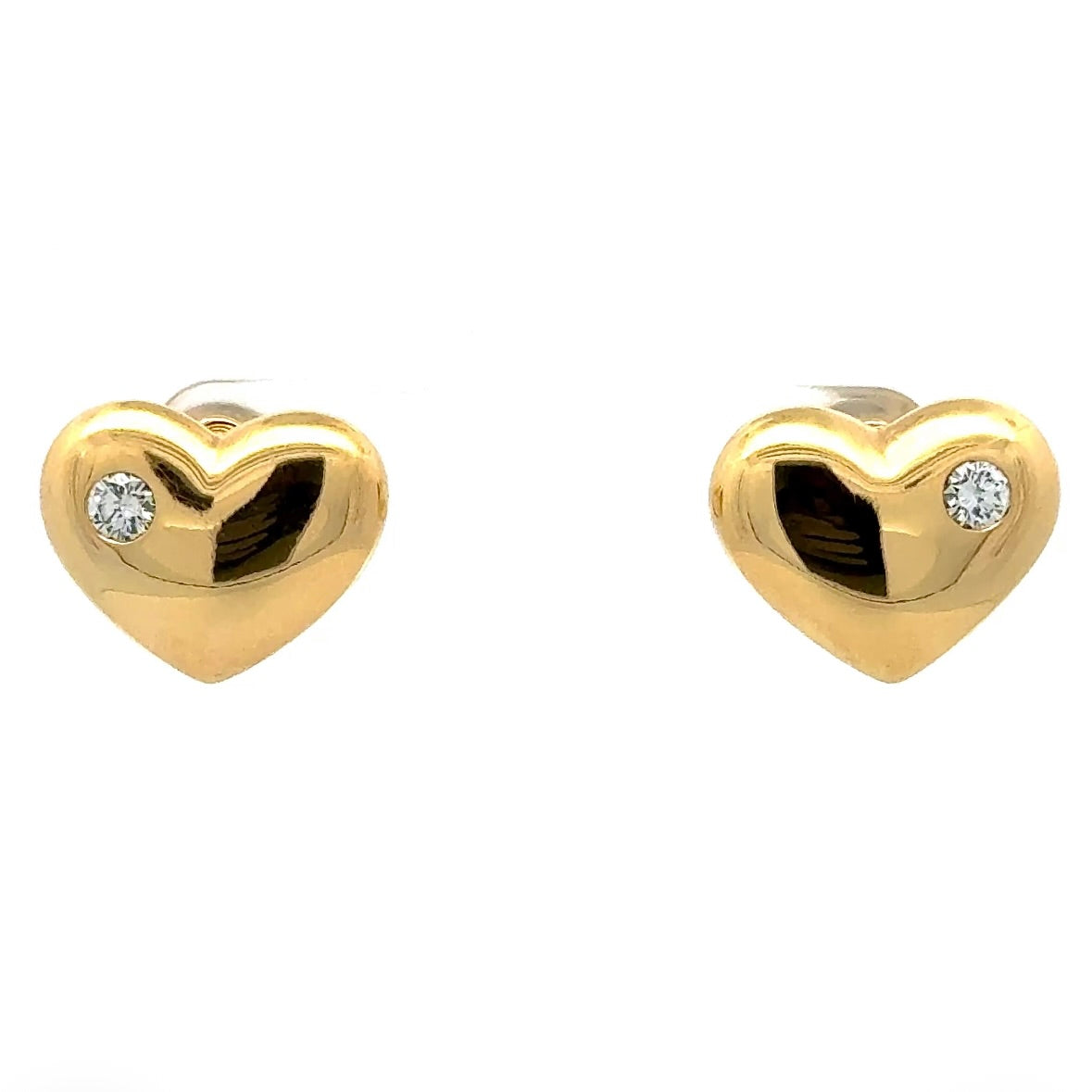 Edle Herz-Ohrringe in 18 Karat Gelbgold mit feinen Brillanten