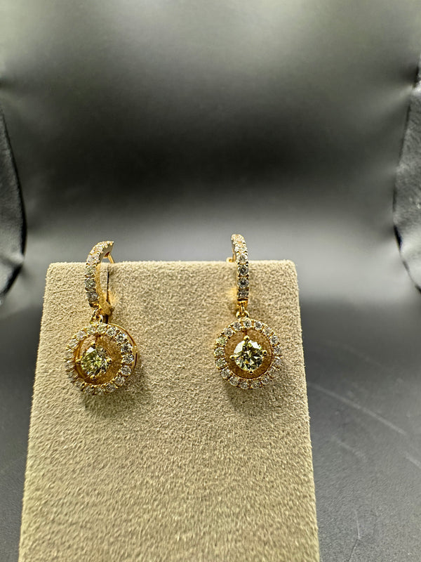 Moderne Hänge Ohrringe in 14 Karat mit feinen Brillanten