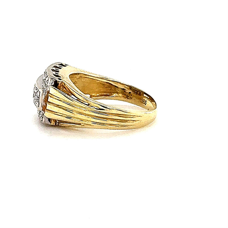 Dominanter Unisex-Ring in 14 Karat Gelbgold mit Brillanten im Vintage-Stil