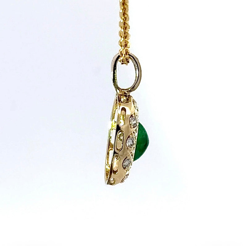 Eleganter Anhänger in 14 Karat Gelbgold mit Smaragd & Brillanten