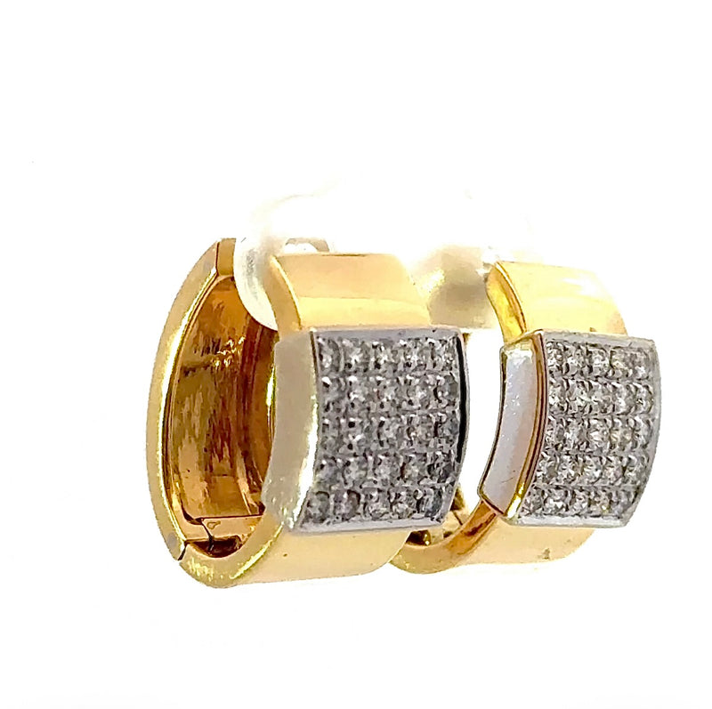 Handgefertigte Kreolen in 18 Karat (750) Gelb- und Weißgold mit hochfeinen Brillanten