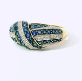 Wirkungsvoller Ring in 14 Karat Gelbgold mit Saphiren & Diamanten