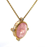 Eleganter Anhänger in 14 Karat Gelbgold mit rosa Morganit & Brillanten