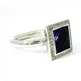 Massiver Ring in 18 Karat Weißgold mit Amethyst und Brillanten