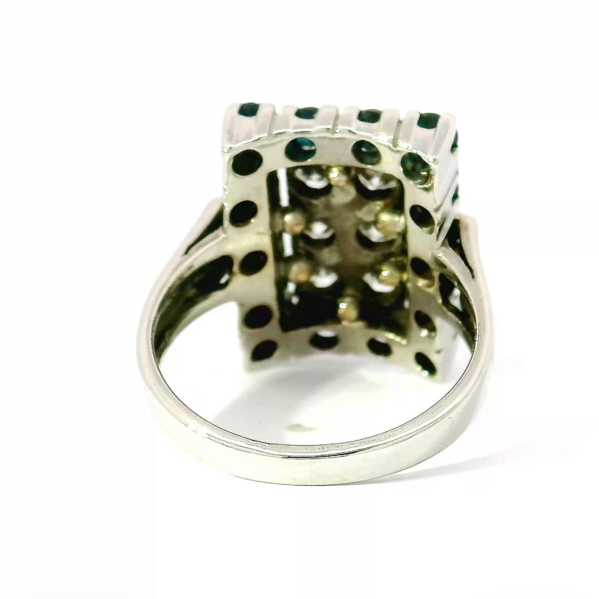 Prunkvoller Vintage Ring in 14 Karat Weißgold mit Brillanten & Saphiren