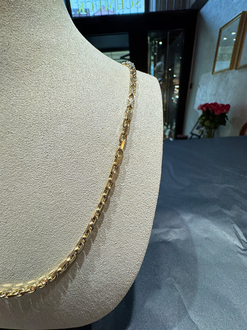 Massive Diamantierte Ankerkette in 14 Karat Gelbgold mit Verlängerungskette