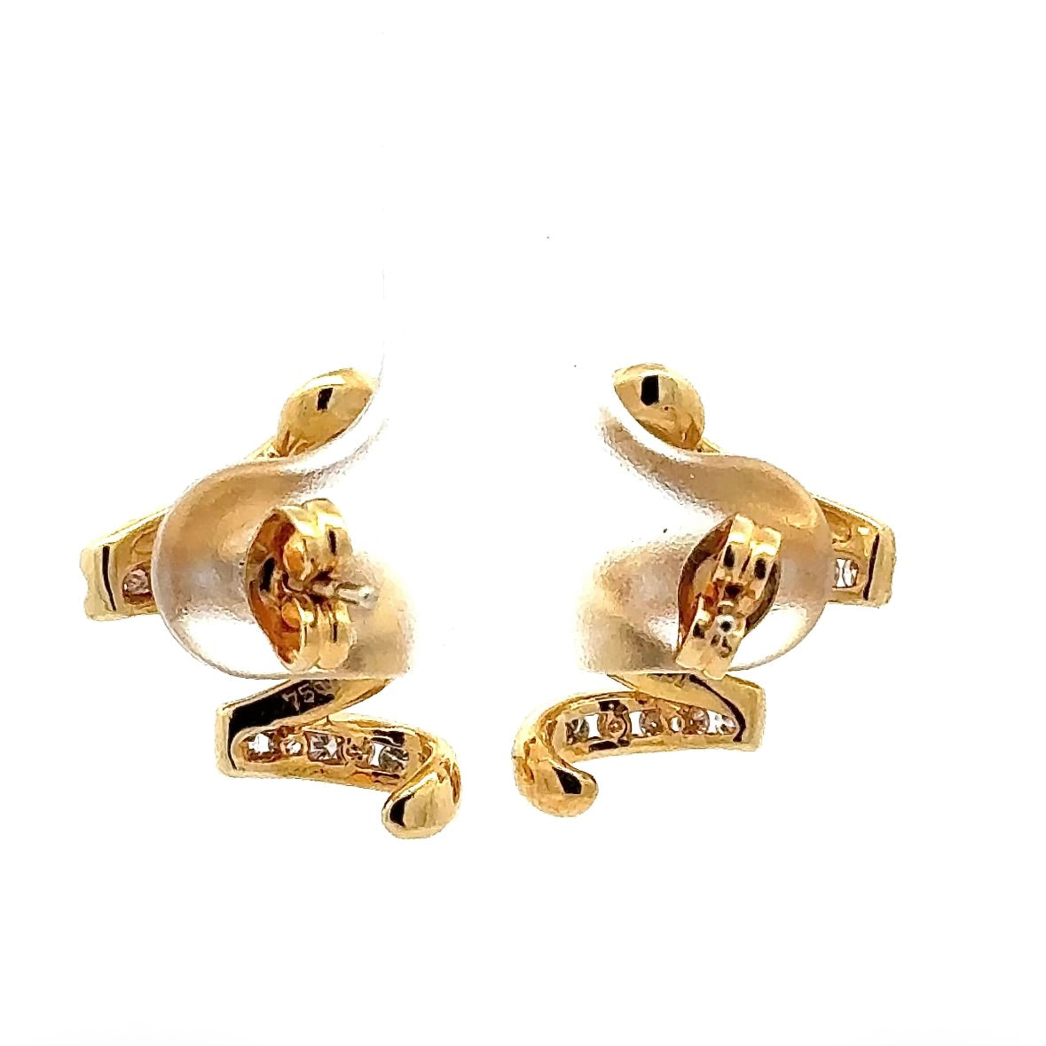 Elegant earrings in 18 carat yellow gold with fine brilliant-cut diamonds