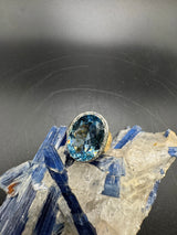 Edler Ring in 18 Karat Gelbgold mit augenreinem Aquamarin & Brillanten