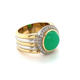 Massiver Bicolor Ring in 18 Karat Gold mit feinen Chrysopras & Brillanten