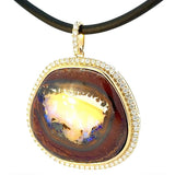 Großer Opalanhänger in 14 Karat Gelbgold mit Boulderopal & Brillanten