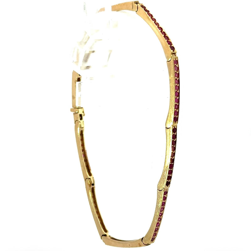 Elegantes Armband in 14 Karat Gelbgold mit rosa Saphiren & Rubinen