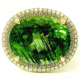 Einmaliger Ring in 14 Karat Gelbgold mit riesigem Peridot & Brillanten