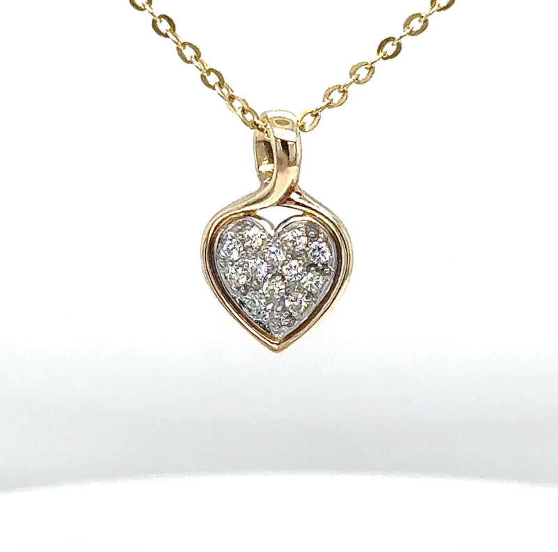 Zeitloser Herz-Anhänger in 14 Karat Gelb & Weißgold mit Kette
