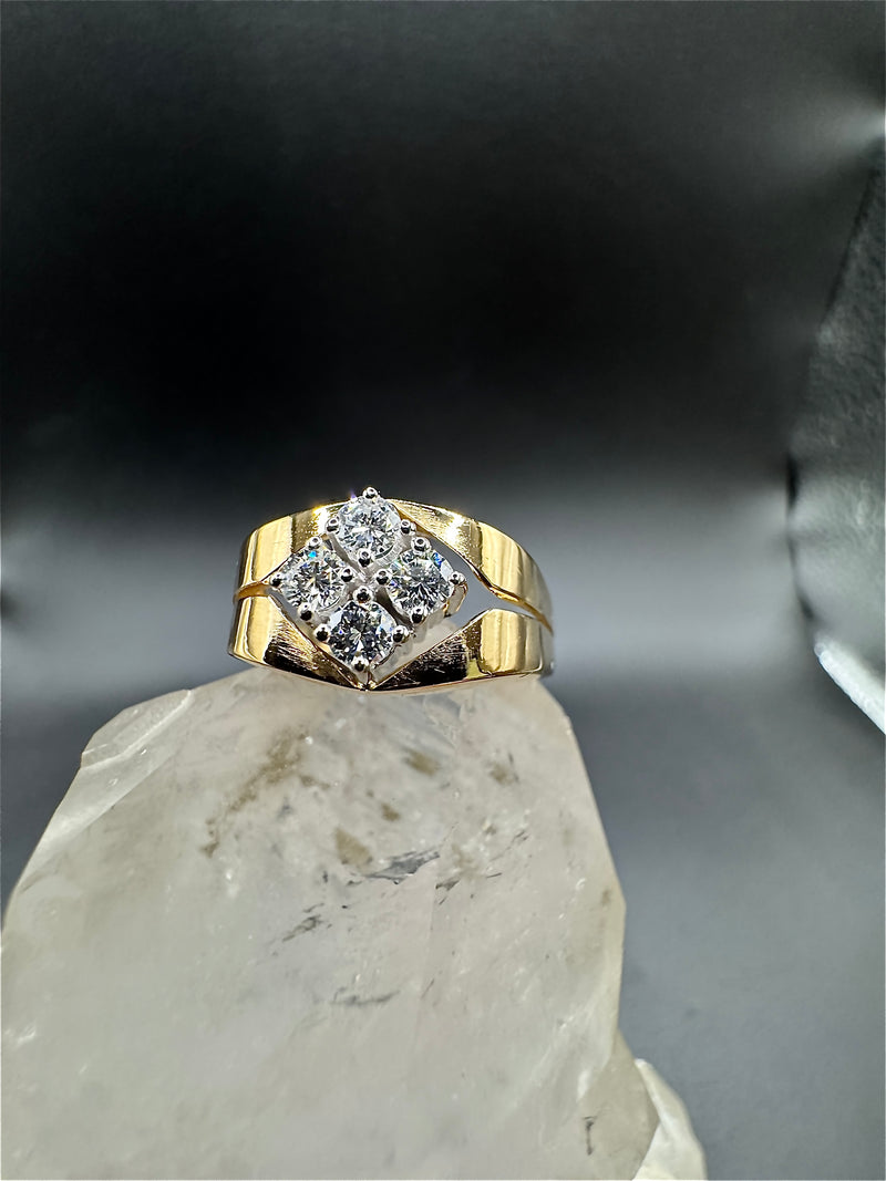Ausgefallener Vintagering in 18 Karat Gelb -und Weißgold mit hochfeinen Brillanten | Ringe - Schmuck Schroll