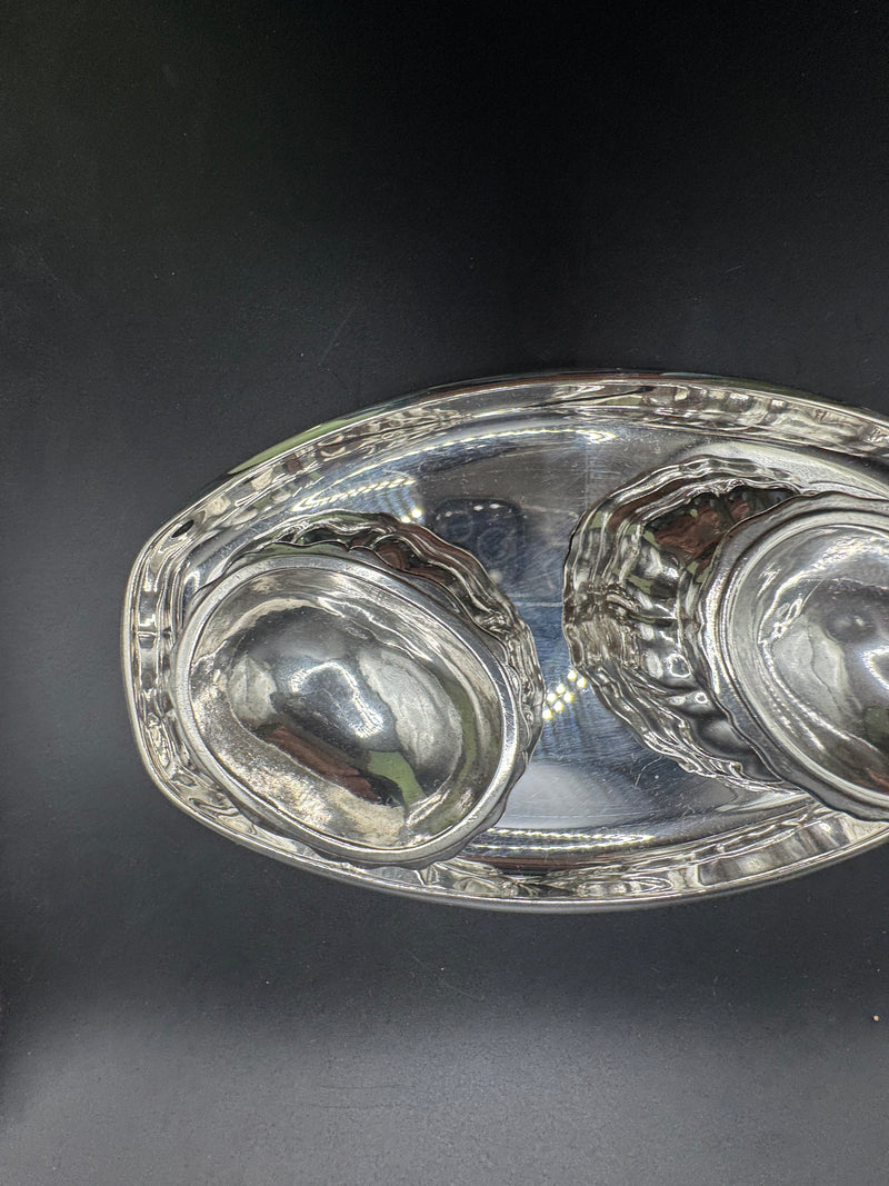 Stilvolles Salz- & Pfeffer-Service mit Tablett – in 835er Silber